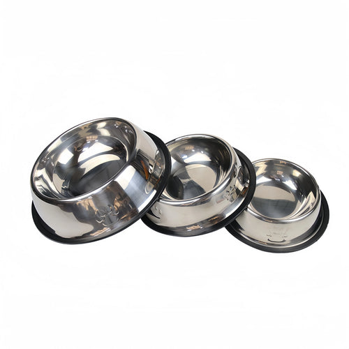 Stainless Steel Pet Bowl for Dogs & Cats – Non-Slip, 6 Sizes