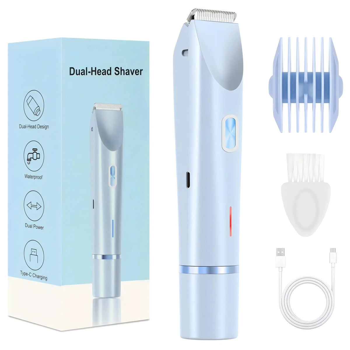 2-in-1 Women's Electric Razor & Bikini Trimmer – Face, Body & Leg Hair Removal