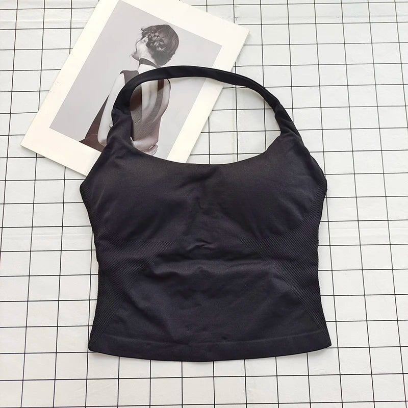 Women's Halter Neck Sports Bra Top with Removable Padding