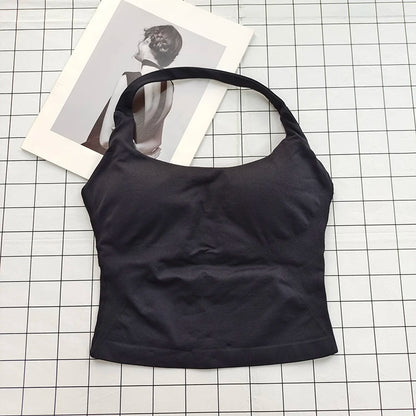 Women's Halter Neck Sports Bra Top with Removable Padding