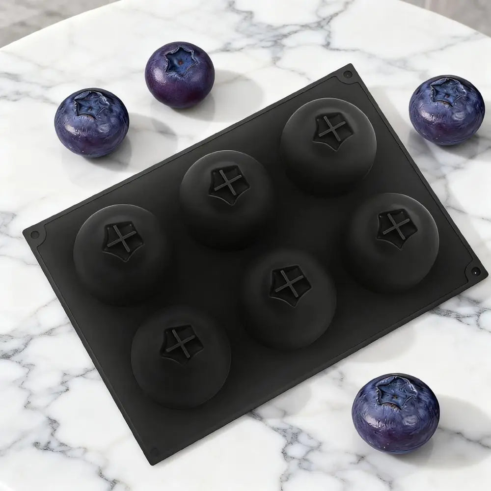 6-Cavity Blueberry Silicone Cake Mold – Food Grade Mousse Dessert Mold