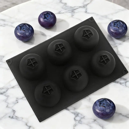 6-Cavity Blueberry Silicone Cake Mold – Food Grade Mousse Dessert Mold