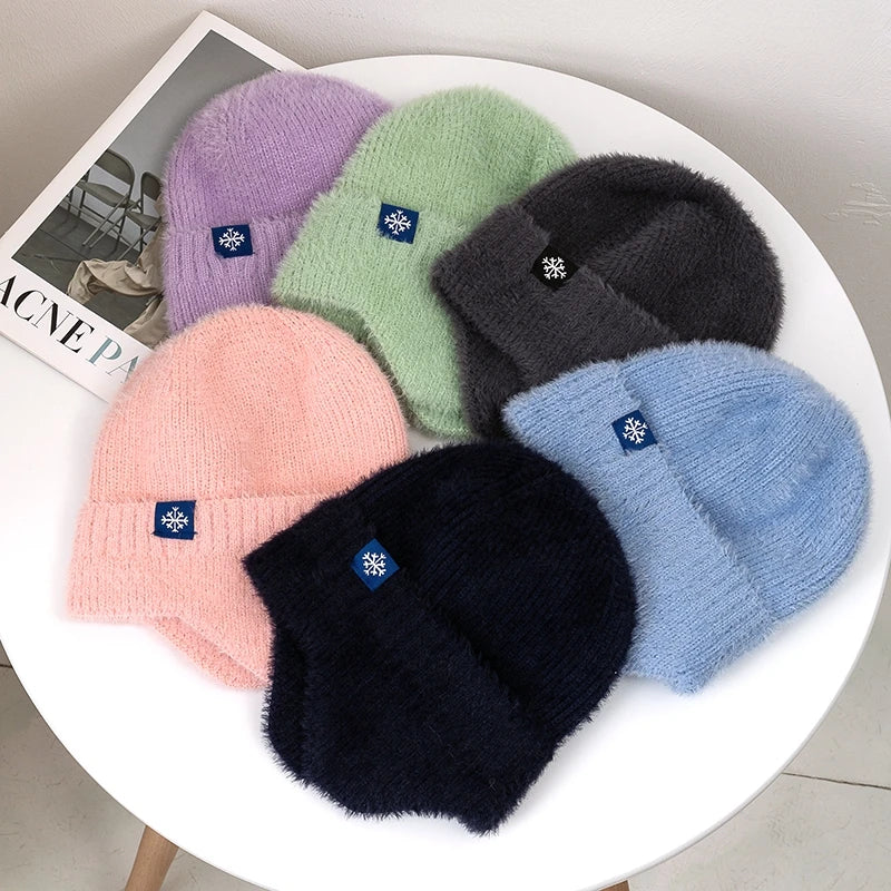 Earflap Beanie Hat – Women's Faux Fur Knit Winter Cap