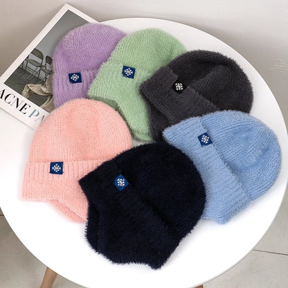 Earflap Beanie Hat – Women's Faux Fur Knit Winter Cap