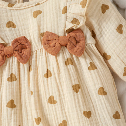 Baby Girl Leopard Print Ruffle Romper with Bow Detail