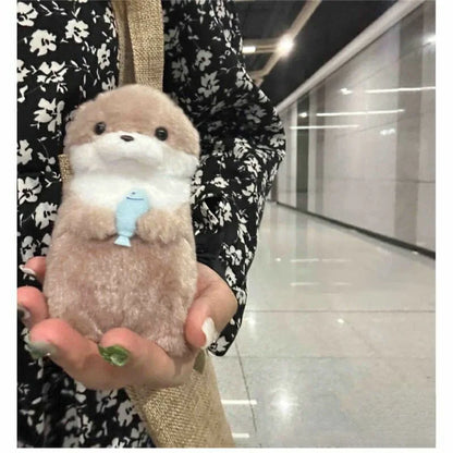 Cute Otter Plush Keychain Pendant – Kawaii Stuffed Animal Doll