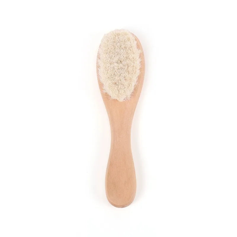 Baby Wooden Hair Brush & Comb Set – Soft Wool Newborn Grooming