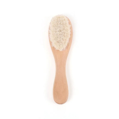 Baby Wooden Hair Brush & Comb Set – Soft Wool Newborn Grooming