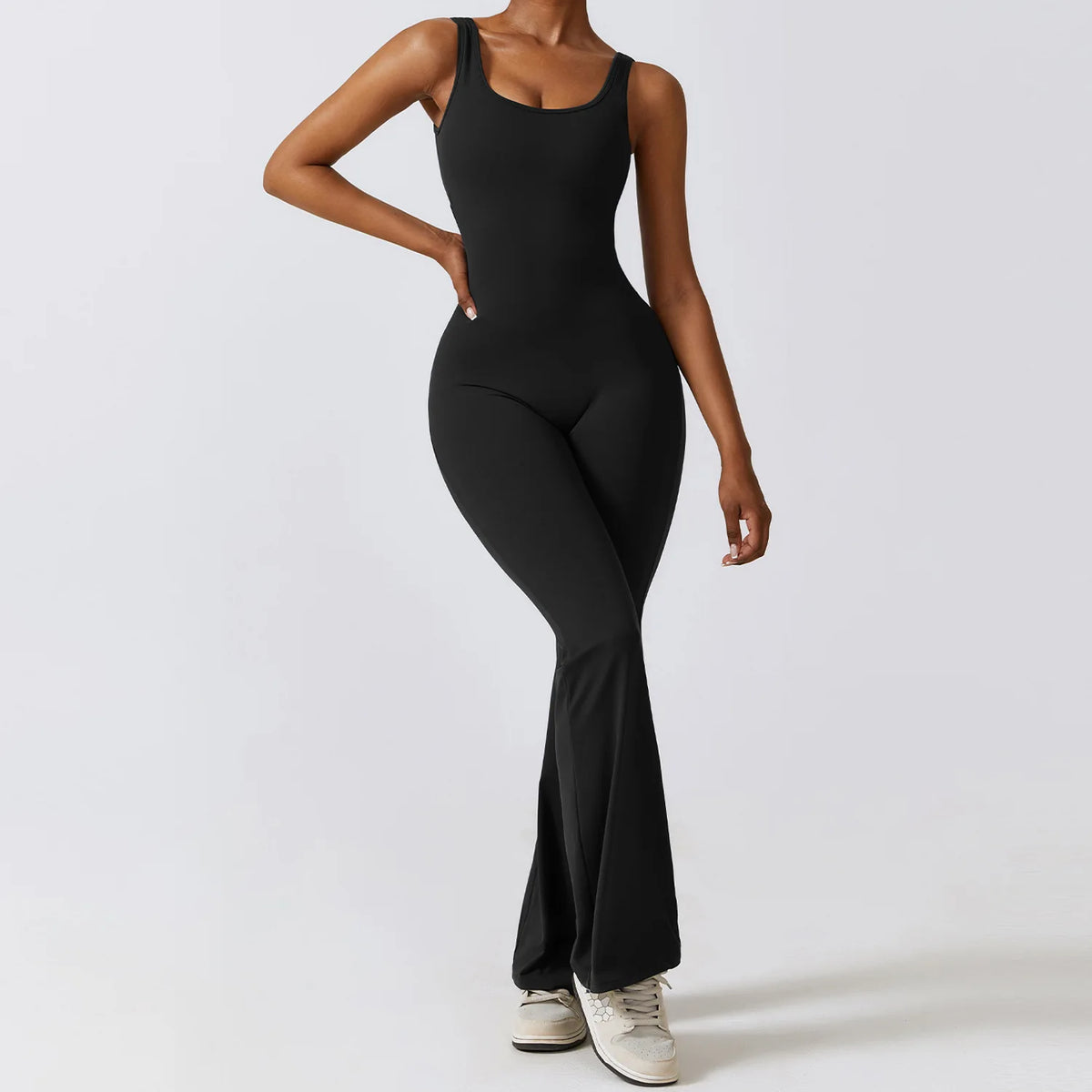 Women's Yoga Jumpsuit – Flare Leg Fitness Romper, Push Up