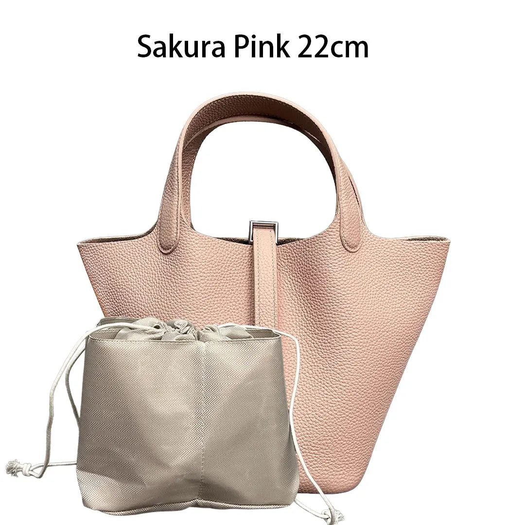 Genuine Leather Bucket Tote Bag for Women – Luxury Designer Handbag