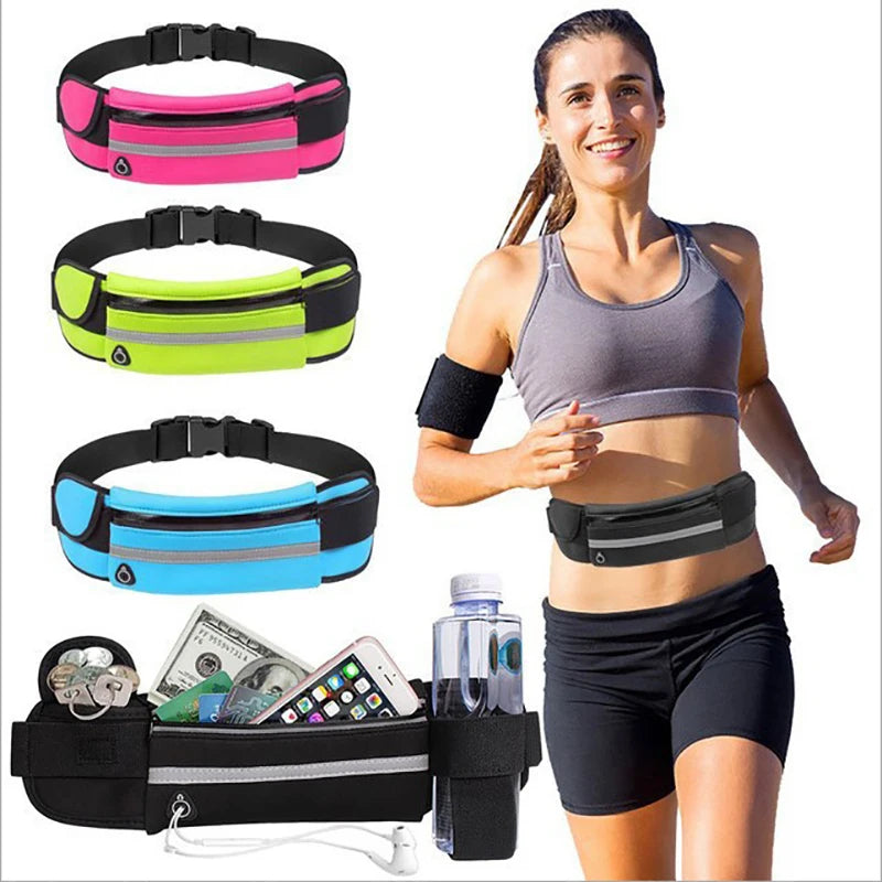 Running Waist Bag – Waterproof Sports Belt with Water Bottle Holder