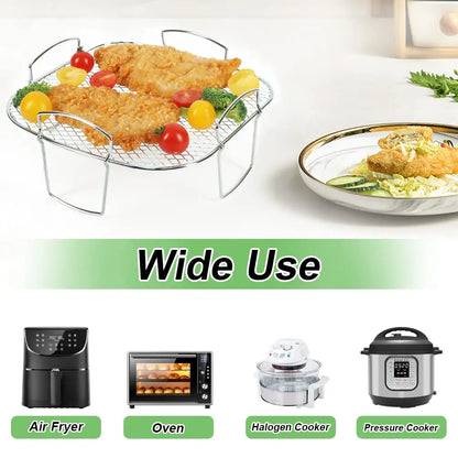 Air Fryer Rack – Stainless Steel Grill & Baking Rack with Skewers