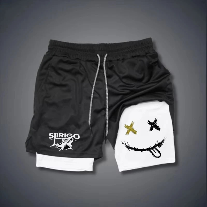 Men's 2-in-1 Graphic Print Fitness Shorts