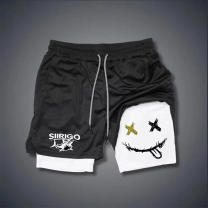 Men's 2-in-1 Graphic Print Fitness Shorts