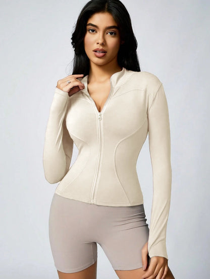 Women's Zip-Up Turtleneck Sports Jacket – Slim Fit