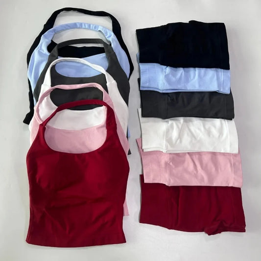 Women's 2-Piece Seamless Sports Set – Backless Tank Top & Scrunch Shorts