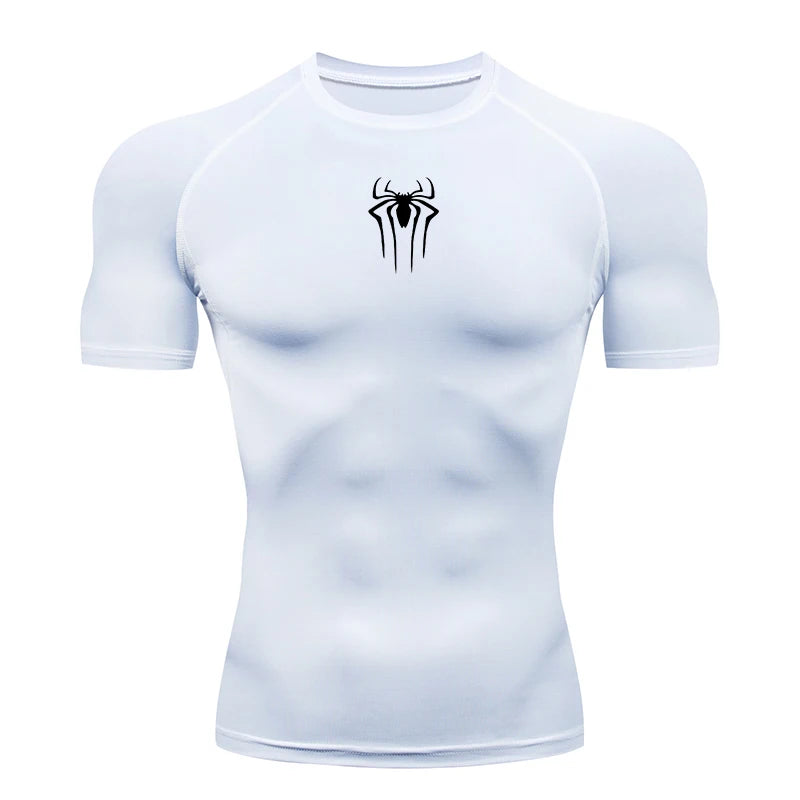 Men's Compression Short Sleeve Gym T-Shirt Spider Print