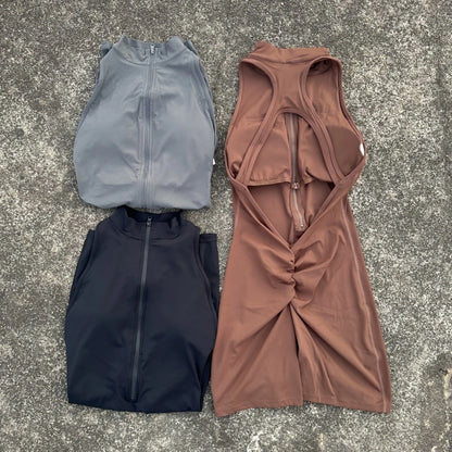 Women's Yoga Jumpsuit Set - Scrunch Back Zipper Gym Sportswear