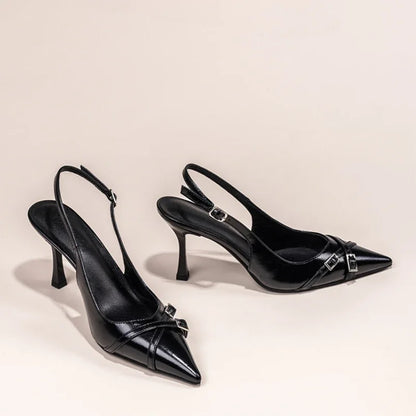 Pointed Toe Stiletto Slingback Heels – Elegant Buckle Pumps for Women