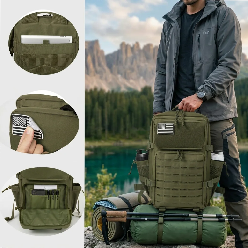 45L Tactical Backpack – MOLLE Military Hiking & Camping Bag