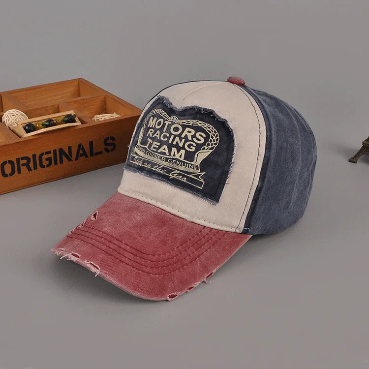 Vintage Washed Baseball Cap Letter Patch Snapback Hat Unisex