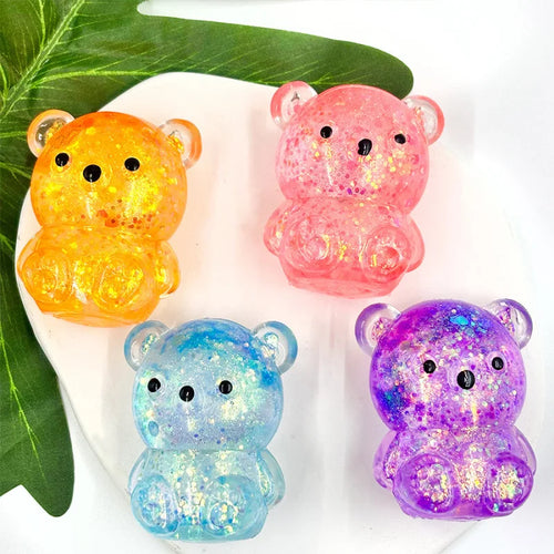 Glitter Bear Squishy Toy – Slow Rise Stress Relief Squeeze Toy