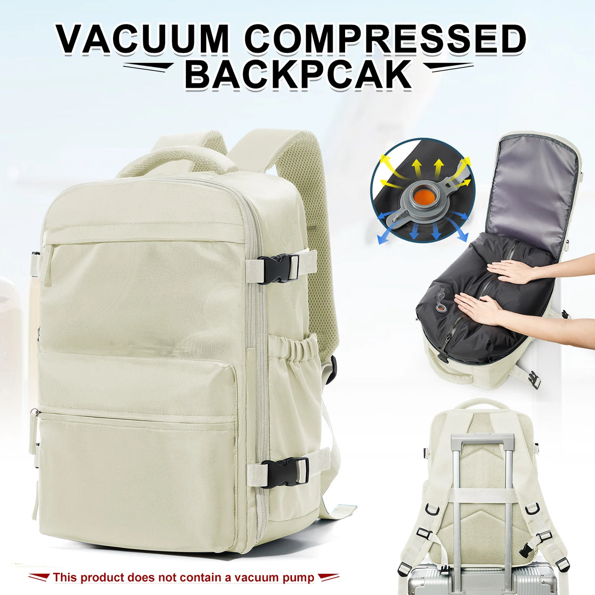 Travel Backpack with Vacuum Compression Pump – Cabin Approved