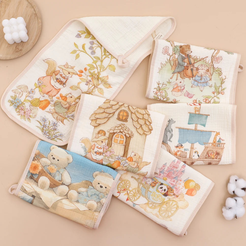 6-Layer Muslin Baby Burp Cloth & Face Towel – Soft Cotton Gauze