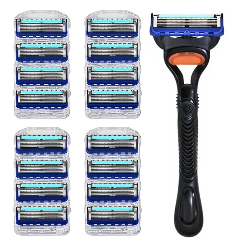 5-Layer Razor Blade Refills – Stainless Steel Wet Shaving Cartridges for Men