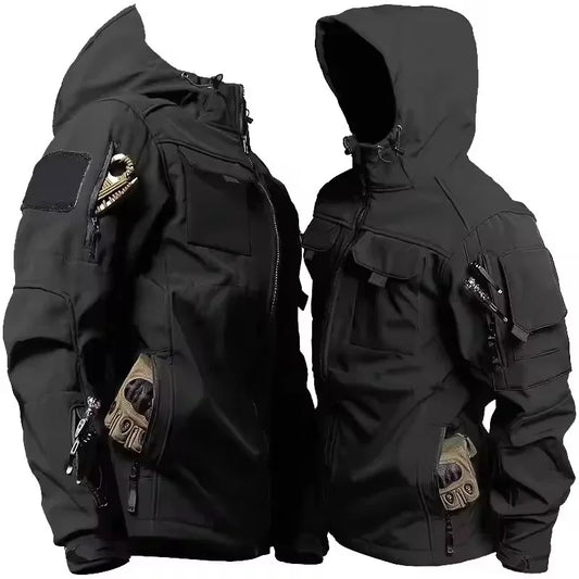 Men's Tactical Soft Shell Jacket – Waterproof Hooded Military Outdoor Coat