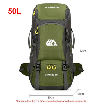 50L Hiking Backpack with Rain Cover – Waterproof Outdoor Travel Bag
