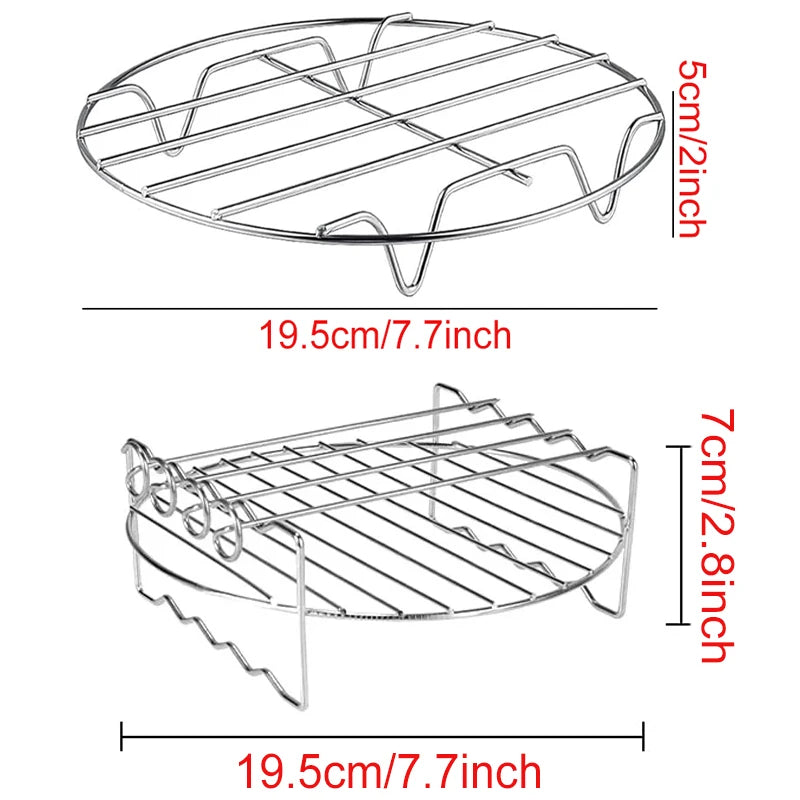 Air Fryer Rack – Stainless Steel Grill & Baking Rack with Skewers