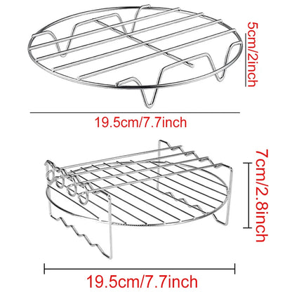 Air Fryer Rack – Stainless Steel Grill & Baking Rack with Skewers