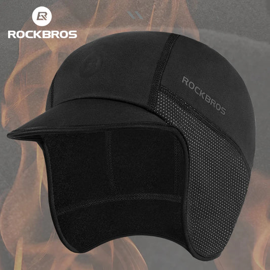 Winter Thermal Bike Cap with Ear Flaps – ROCKBROS Windproof Hat
