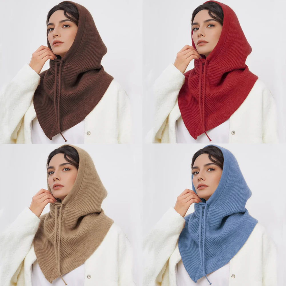 Women's Winter Knit Balaclava Hood & Neck Warmer