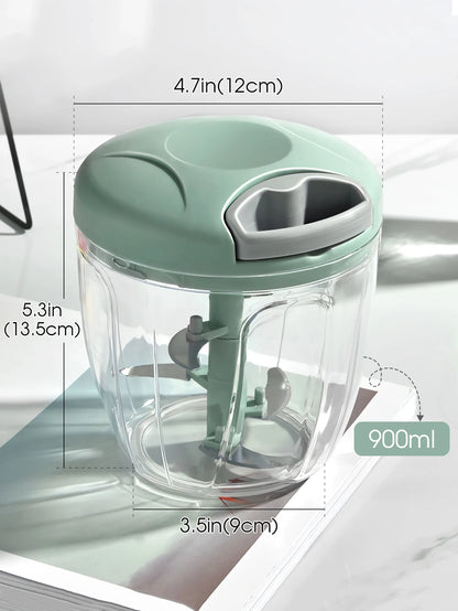 Manual Garlic Chopper – Rotating Vegetable Cutter & Crusher, 500/900ML