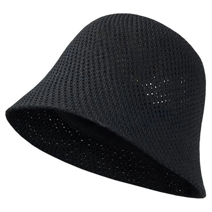 Hollow Knit Bucket Hat – Lightweight Sun Protection Fishing Hat