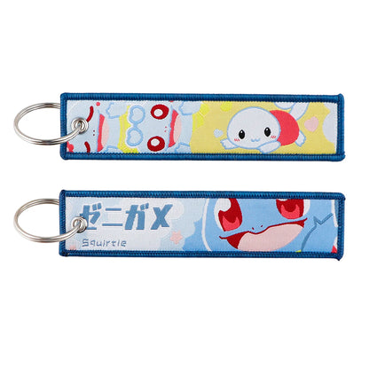 Anime Embroidered Jet Tag Keychain – Cute Cartoon Key Ring