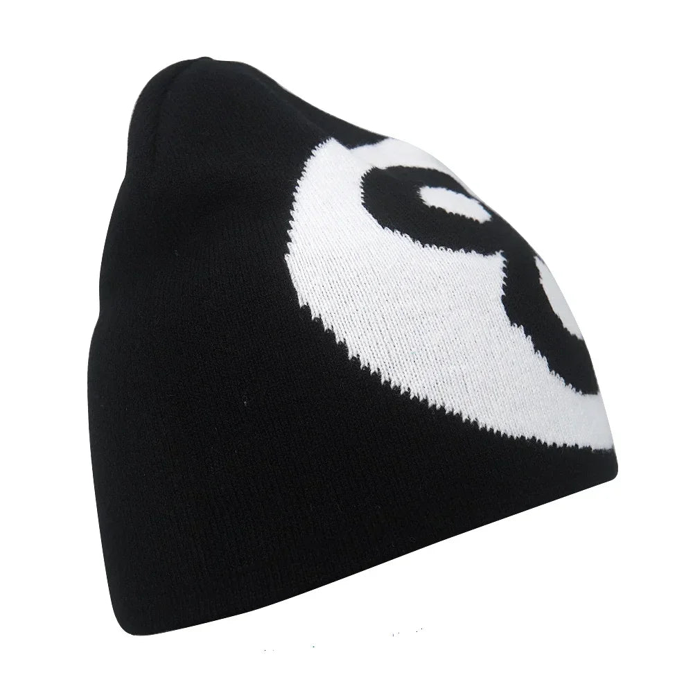 Y2K Letter Print Knit Beanie Hat – Unisex Winter Cap