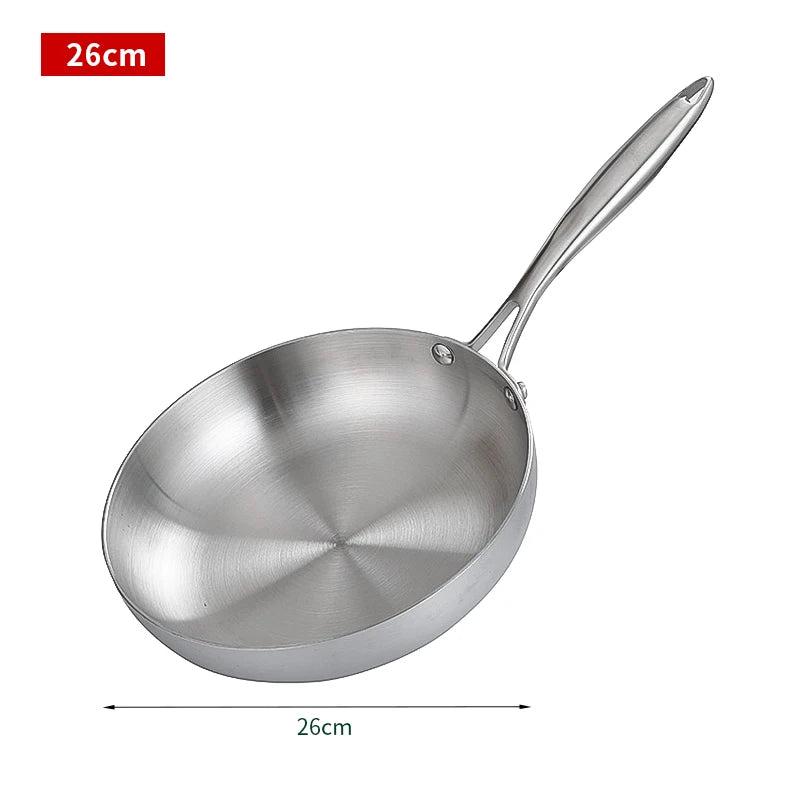 304 Stainless Steel Frying Pan – Uncoated Skillet for Gas & Induction