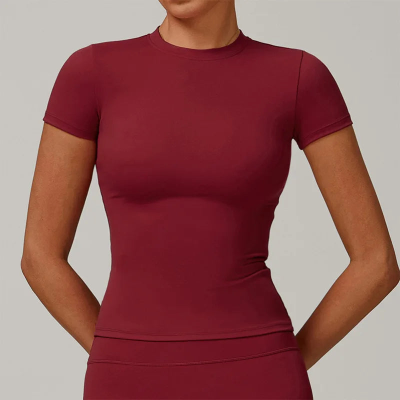 Women's Slim-Fit Short-Sleeve Sports T-Shirt – Gym, Yoga & Running