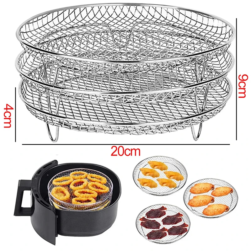 Air Fryer Rack – Stainless Steel Grill & Baking Rack with Skewers