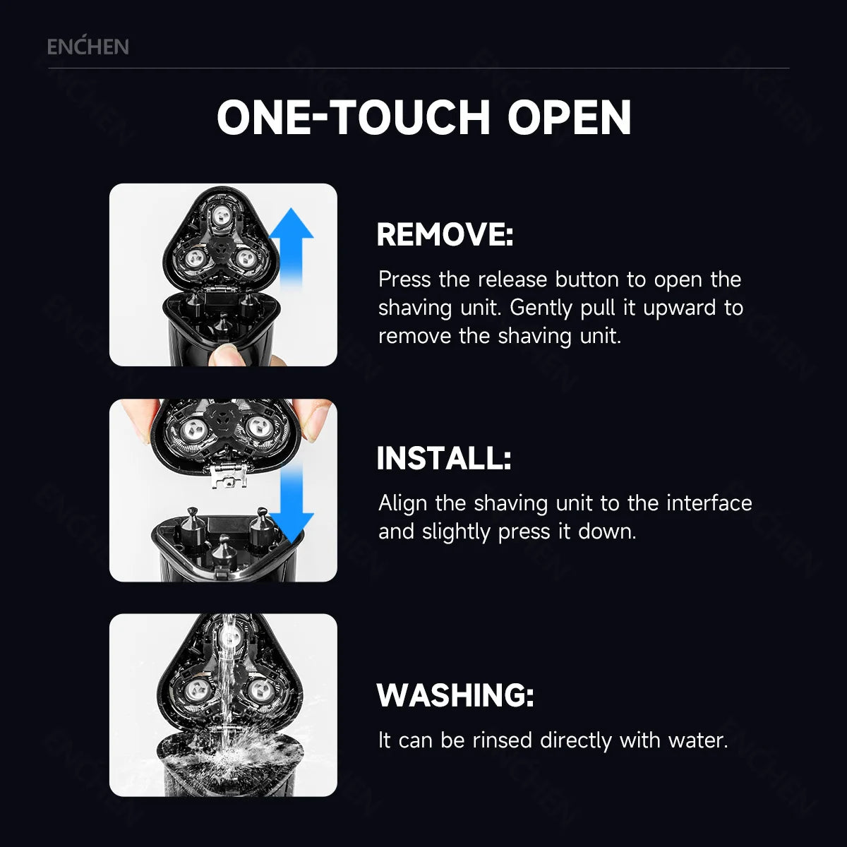 Enchen Blackstone 3 Electric Shaver – 3D IPX7 Waterproof Rotary Razor