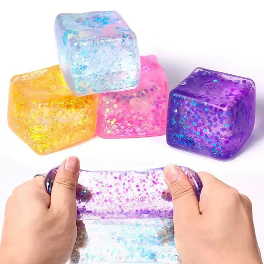 Ice Cube Squishy Fidget Toy – Square Stress Relief Ball