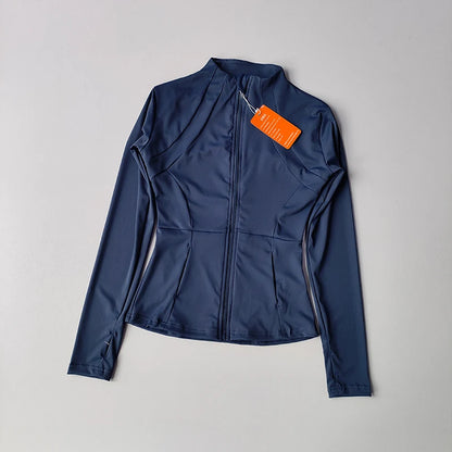 Women's Zip-Up Athletic Jacket – Slim Fit Long Sleeve Sports Coat