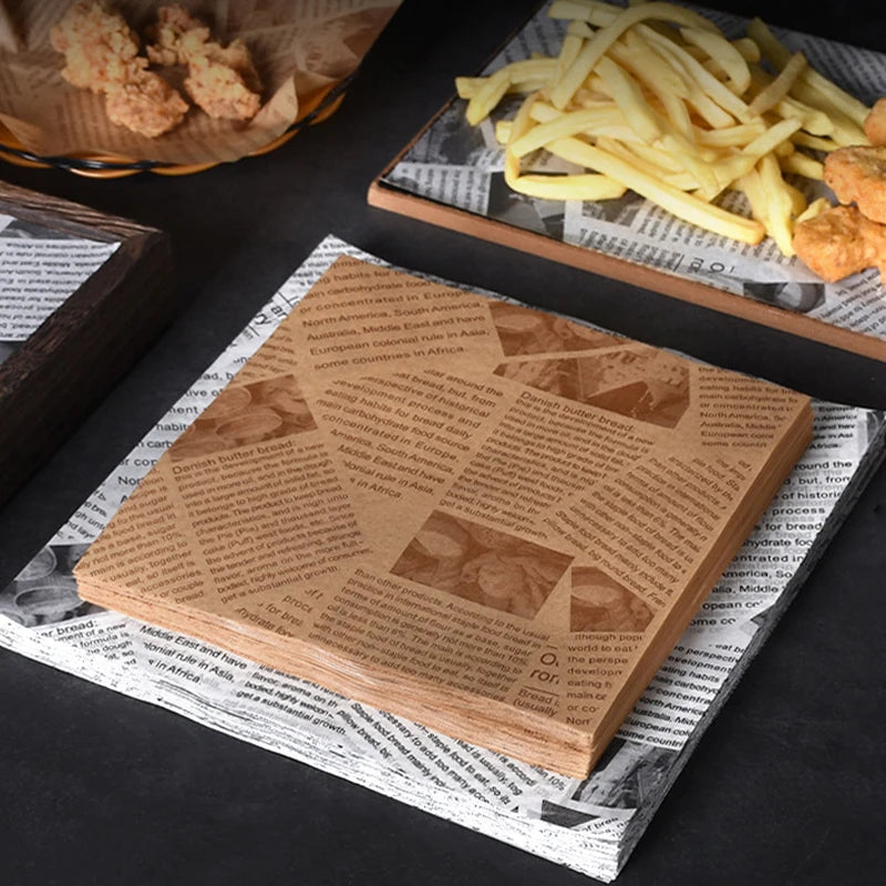 Oil-Absorbing Wax Paper Sheets – 50-Pack Food Basket Liner