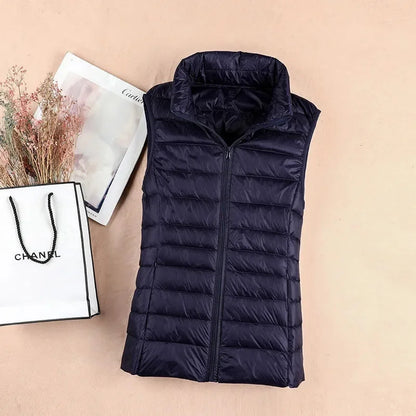 Women's Lightweight Down Vest – Slim Sleeveless Windproof Waistcoat