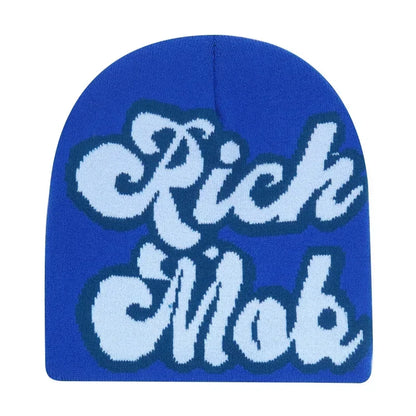 Y2K Letter Print Knit Beanie Hat – Unisex Winter Cap