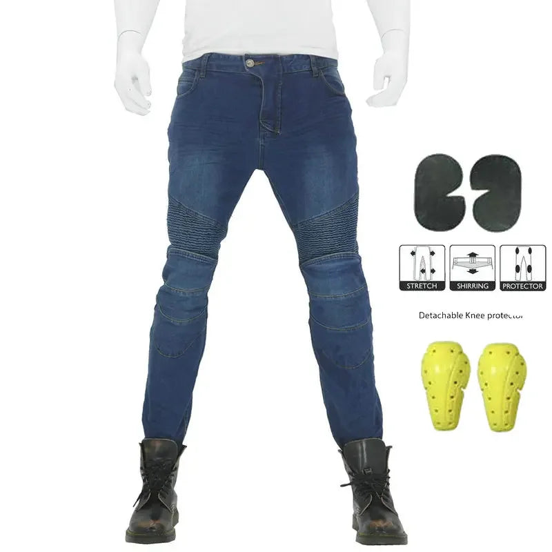 Men's Motorcycle Riding Jeans – Protective Gear, Stretch Denim, Sizes S–XXXXL