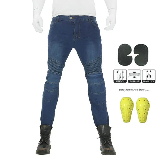 Men's Motorcycle Riding Jeans – Protective Gear, Stretch Denim, Sizes S–XXXXL